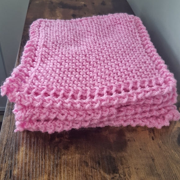 Set of 7 Handmade Pink Knit Dish/Washcloths